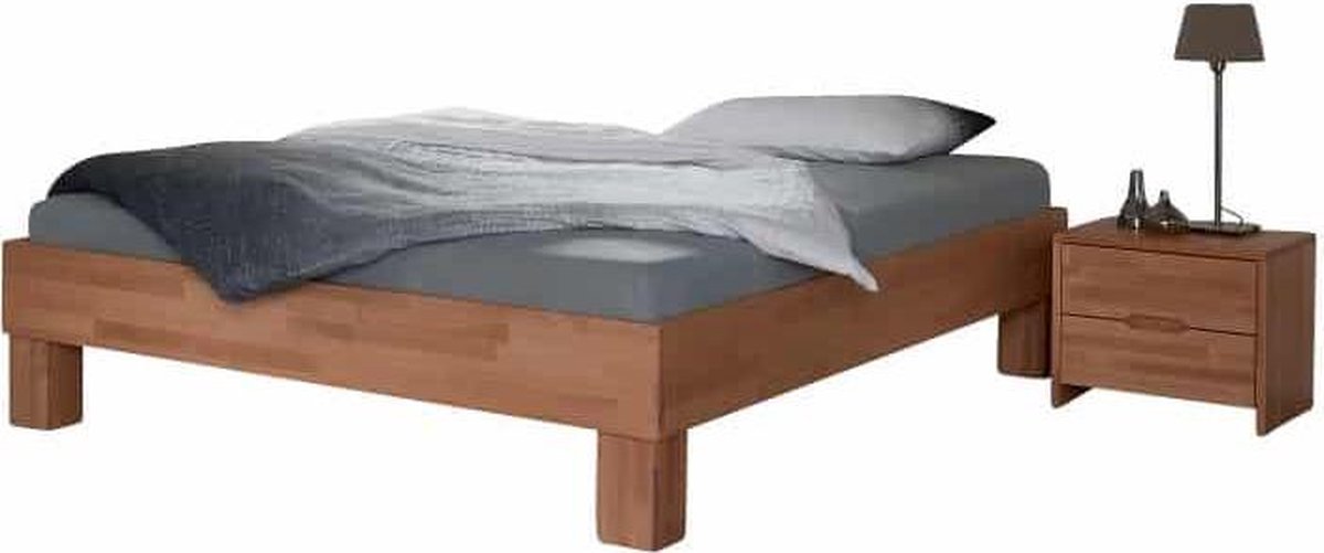 Bed Box Wonen - Massief beuken houten bed Tarnovo Basic - 160x200 - Natuur gelakt