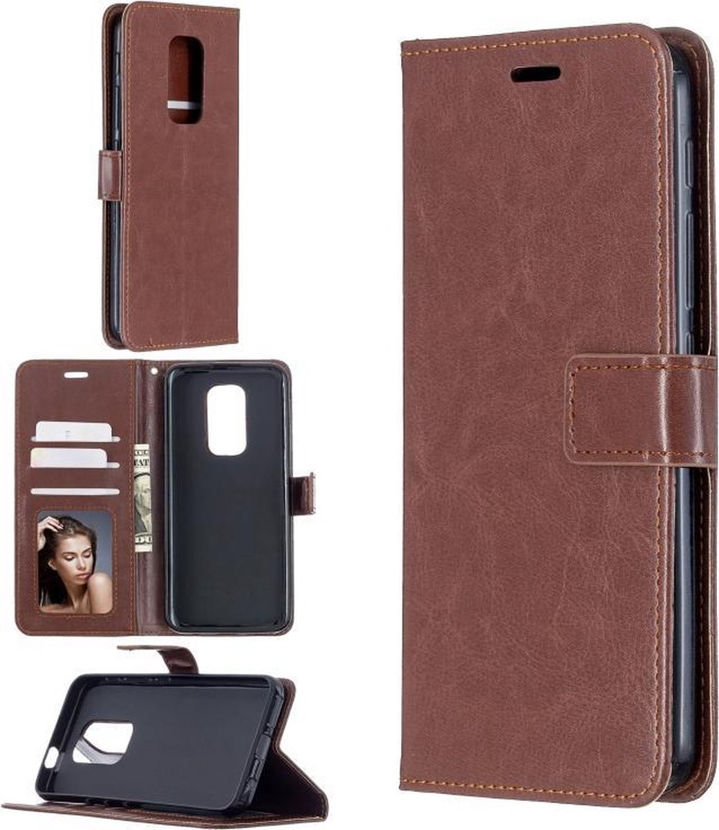 Portemonnee Book Case Hoesje Geschikt voor: Motorola Moto G9 Play & E7 Plus - Bruin