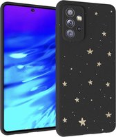 iMoshion Hoesje Siliconen Geschikt voor Samsung Galaxy A72 - iMoshion Design hoesje - Zwart / Meerkleurig / Goud / Stars Gold
