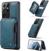 caseme - Hoesje geschikt voor Samsung Galaxy S21 Ultra - back cover - met rfid pasjeshouder - blauw