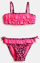 WE Fashion Meisjes bikini met volant en panterdessin