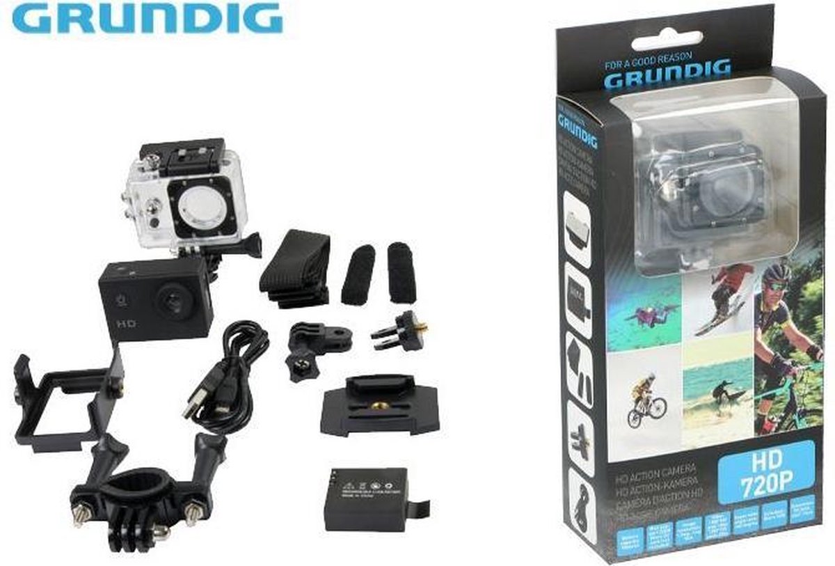 Grundig Action Cam HD 720p - Waterdicht - incl. 10 accessoires | bol.com