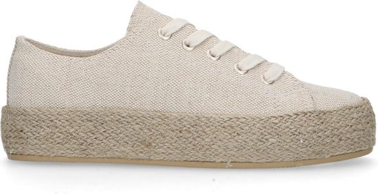 Sacha - Dames - Beige glitter sneakers met touwzool - Maat 37 | bol.com