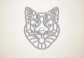 Line Art - Hond - Shiba Inu - XS - 29x25cm - EssenhoutWit - geometrische wanddecoratie