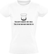 Suck on my chocolate salty balls Dames t-shirt | South Park | Chef | chocolade | grappig | cadeau | Wit