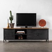 Tv-meubel Mangohout - Metaal - Zwart - 185cm - Kast Dexter - Giga Meubel