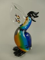 Glazen beeldje - Kleurrijke vogel Murano Stijl - Pelikaan - 27 cm hoog