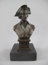 Bronzen beeld - Keizer Frederik II van Pruisen - Bronzen buste - 18 cm hoog