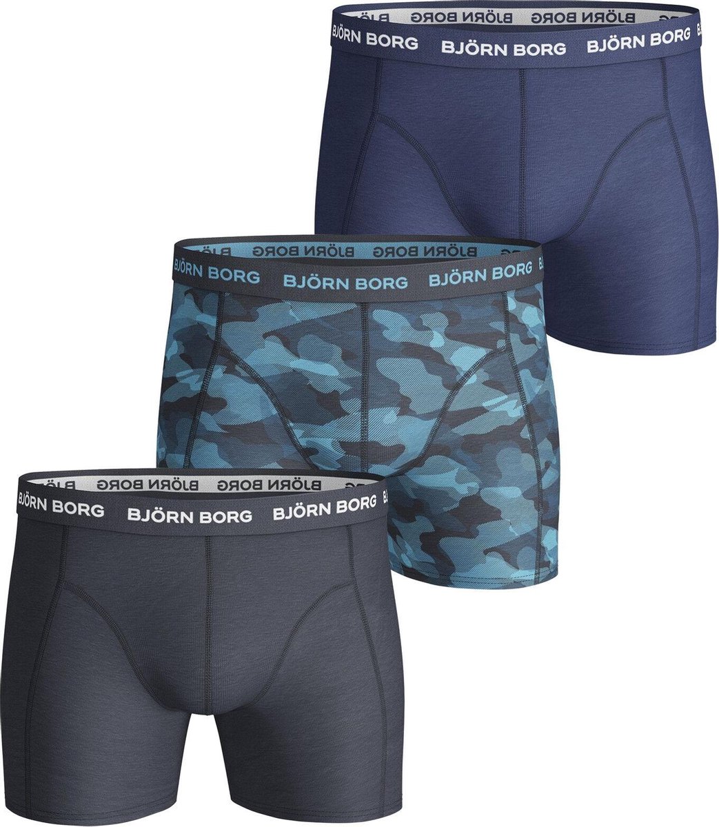 Bjorn Borg Heren Boxershorts - 3-pack - Zwart/Blauw - Maat L