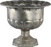PTMD Benja zilverkleurige antiek metalen medicijnpot maat in cm: 55 x 55 x 47 - zwart en wit