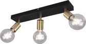 LED Plafondspot - Trion Zuncka - E27 Fitting - 3-lichts - Rechthoek - Mat Zwart/Goud - Aluminium - BES LED