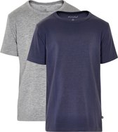 Minymo T-shirt Jongens Katoen Grijs/blauw 2-delig Maat 80