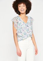 LOLALIZA T-shirt met korte vlindermouwen - Ecru - Maat XS