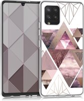 kwmobile telefoonhoesje voor Samsung Galaxy A42 5G - Hoesje voor smartphone in poederroze / roségoud / wit - Glory Driekhoeken design