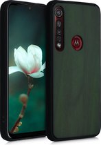 kwmobile telefoonhoesje voor Motorola Moto G8 Plus - Hoesje met bumper in donkergroen - Back cover - walnoothout