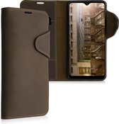kalibri telefoonhoesje voor Samsung Galaxy A20s - Hoesje met pasjeshouder en standaard - bruin - Wallet case