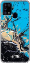 Samsung Galaxy M31 Hoesje Transparant TPU Case - Blue meets Dark Marble #ffffff