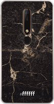 Nokia X6 (2018) Hoesje Transparant TPU Case - Dark Golden Marble #ffffff