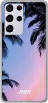 6F hoesje - geschikt voor Samsung Galaxy S21 Ultra -  Transparant TPU Case - Sunset Palms #ffffff