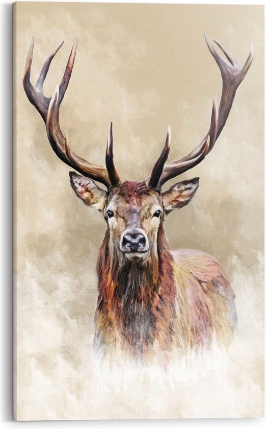 Schilderij Dieren Getekend hert 118x70 Hout - Reinders | bol.com