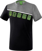 Erima Teamline 5-C T-Shirt Zwart-Grijs Melange-Wit Maat 2XL