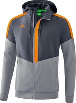 Erima Squad Tracktop Jack Met Capuchon Slate Grijs-Monument Grijs-New Oranje Maat S