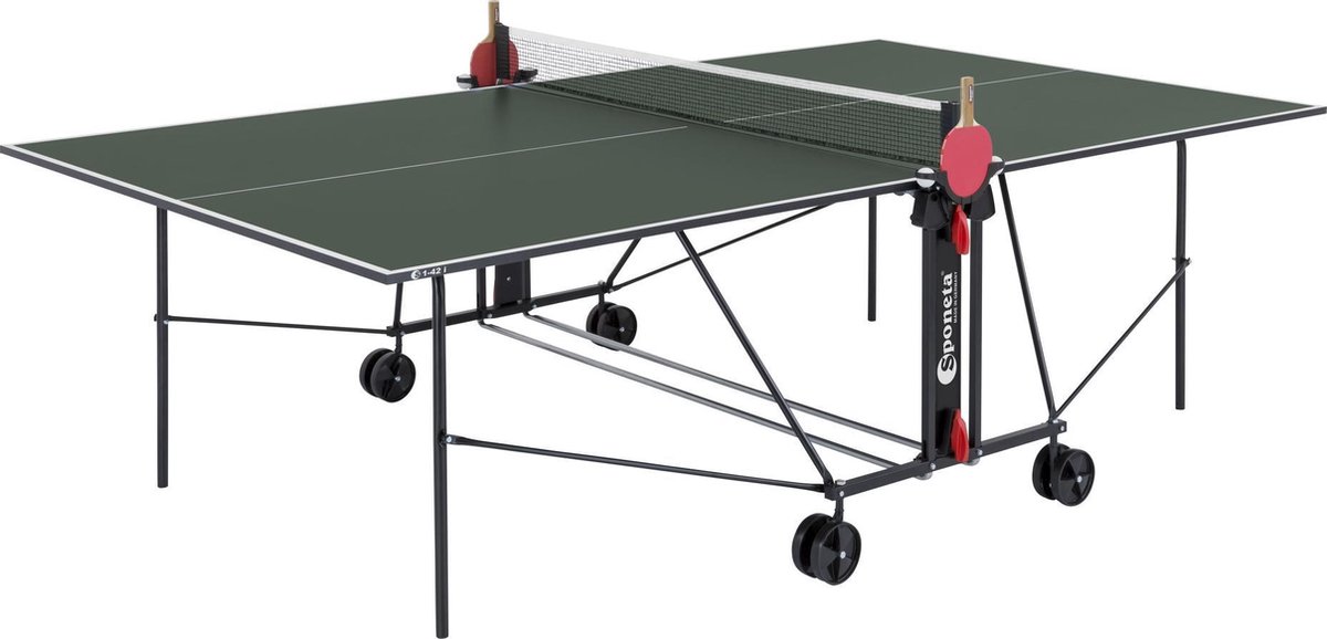 Sponeta® S1-42i Tafeltennistafel Indoor - Pingpongtafel voor binnen - Speeltoestel voor binnen - Inklapbaar - Zelftrainer - Inclusief batshouder en net - 19mm groen blad - 3 Jaar garantie - LxBxH 274x152,5x76cm - Made in Germany