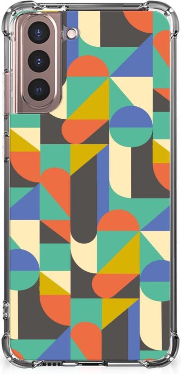 Samsung Galaxy S21 Plus Doorzichtige Silicone Hoesje Funky Retro