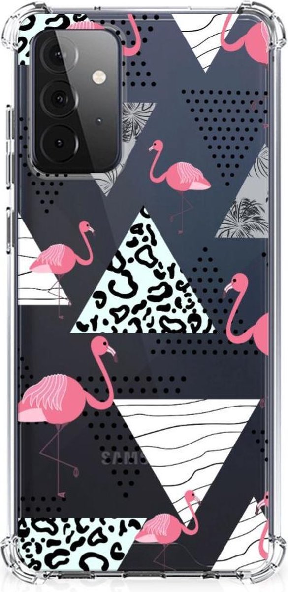 TPU Case Anti-Shock voor Samsung Galaxy A72 4G/5G Case Anti-shock Flamingo Triangle