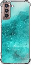 Telefoon Hoesje Samsung Galaxy S21 Plus Case Anti-shock met transparante rand Painting Blue