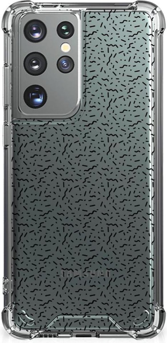 Samsung Galaxy S21 Ultra Doorzichtige Silicone Hoesje Stripes Dots