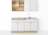 Kleine Keuken 160 cm  –  Modern  –  Keukenblok met Spoelbak & Sifon – Keuken Klein –  Mini Keuken – Perfecthomeshop
