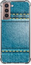 Stevige Telefoonhoesje Samsung Galaxy S21 Plus Telefoon Hoesje met doorzichtige rand Jeans