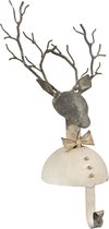Clayre & Eef Kerstdecoratie Beeld Hert 17*13*33 cm Wit Ijzer Decoratief Figuur Decoratieve Accessoires Kerstdecoratie voor Binnen