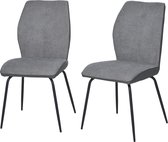 Nancy's Bedford Eetkamerstoelen - Keukenstoelen - Set Van 2 - Bureaustoel - 44 x 60 x 90 -  Linnen - PU - Grijs