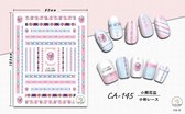 3D Nagel Sticker Coole stickers voor nagel folie Fashion Manicure Stickers Nagels CA-145 beertje bloemenrand
