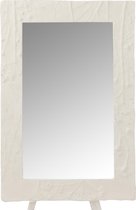 J-Line Spiegel Rechthoekig Relief Bloem Resine Wit Small - Wandspiegel 41.5 x 4.3 cm