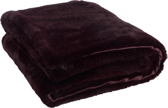 J-Line Plaid Cutie - Fleece Deken – Polyester – 180x130 cm – Donkerrood