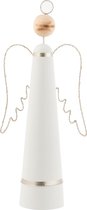 J-Line Engel+Led Metaal Wit/Glitter Zilver Large