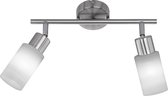 LED Plafondspot - Trinon Jolin - E14 Fitting - 8W - Warm Wit 3000K - 2-lichts - Rond - Mat Nikkel - Aluminium