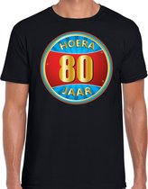 80e verjaardag cadeau t-shirt hoera 80 jaar zwart voor heren - verjaardagscadeau shirt 2XL