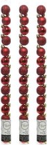 42x stuks kleine kunststof kerstballen rood 3 cm - glans/mat/glitter - Kerstversiering/kerstboomversiering