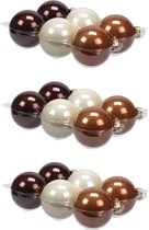 24x stuks kerstversiering kerstballen natuurtinten (opal natural) van glas - 8 cm - mat/glans - Kerstboomversiering