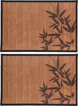4x stuks rechthoekige placemats 30 x 45 cm bamboe bruin met zwarte bamboe print 3  - Placemats/onderleggers - Tafeldecoratie