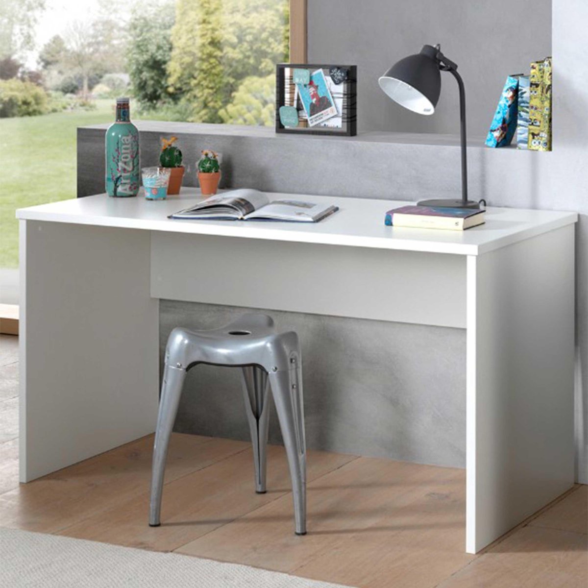 Bureautafel London 140cm - Wit - Vipack - Bureautafels - Wit - Spaanplaat