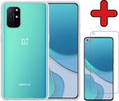 OnePlus 8T Hoesje Transparant Siliconen Case Met Screenprotector - OnePlus 8T Hoes Silicone Cover Met Screenprotector - Transparant