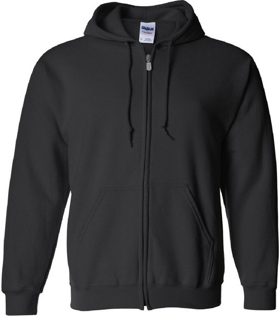 Gildan Zware Blend Unisex Adult Full Zip Hooded Sweatshirt Top (Zwart)