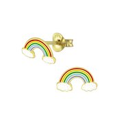 Oorbellen meisje | Zilveren kinderoorbellen | Gold plated oorstekers, regenboog