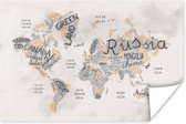 Getekende wereldkaart in verschillende handschriften Poster | Wereldkaart Poster 180x120 cm