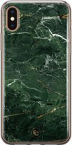 Hoesje geschikt voor iPhone Xs - Marble jade green - Soft Case - TPU - Marmer - Groen - ELLECHIQ